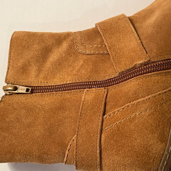 Anne Klein AKBilling Brown Suede Ankle Boots Buckle Detailing Women's Size 7.5M - Picture 8 of 13